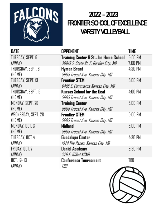 Volleyball Schedule Frontier Schools